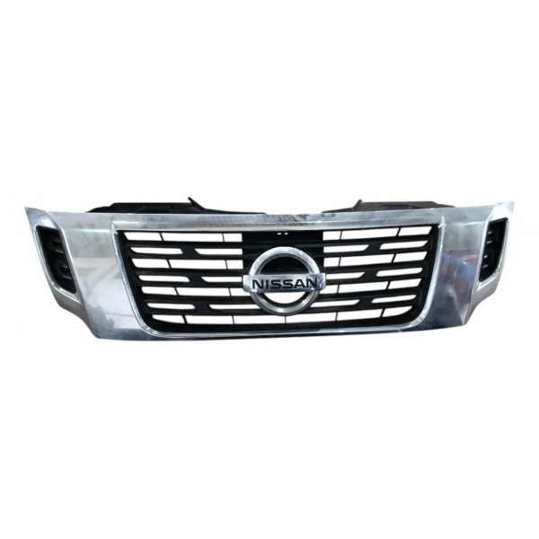 Grande Superior Dianteira Nissan Frontier 2017 2021 Cromado E Preto Cromado