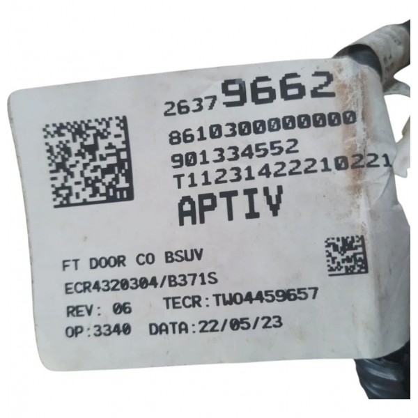 Chicote Porta Dianteira Direita Chevrolet Tracker 2020-22